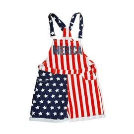 HandinHandCreations USA Overalls Rompers Merica Red White Blue Design All American Look - Quality Build (X-Large)