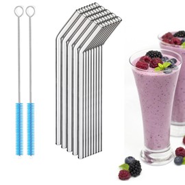 48 Pack Bent Glass Straws for Smoothies, Reusable Straws Glass Clear, Thick Glass Drinking Straws Long 10 inch 10mm Large