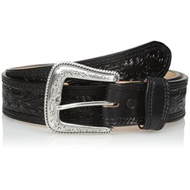 Nocona Men's Black Floral-Embossed Belt