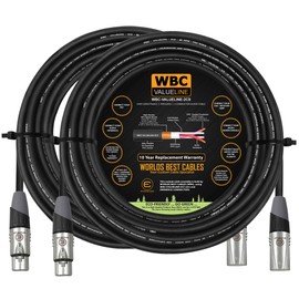 WBC-VALUELINE-2CS (22 AWG) - 2 Units - 18 Foot–Low-Capacitance Shielded Balanced Flexible Microphone, Active-Speaker & Interconnect Cables with Eminence Gold XLR Connectors