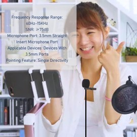 Small Lapel Microphone with Noise Cancelling, Clip On Mic for 3.5mm Laptop Recording, Compatible with Computer