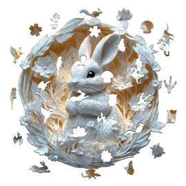 Easter Puzzle-3D Paper Rabbit, Wooden Puzzles for Adults, Wooden Jigsaw Puzzles for Adults Kids, Unique Shaped Wood Puzzles Adult, Birthday Gifts for Friends Family Game (13.4 * 13.1in 290pcs)