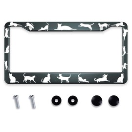Smooffly Cat Lovers Personalise License Plate Frames Metal License Plate Frame Car Universal Accessories Stainless Steel Cars Decor Fits Standard US Vehicles Size 12.2 x 6.3 Inch