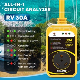 Kohree RV Surge Protector 30 Amp with Waterproof Cover, 10000 Joules 30 Amp RV Surge Protector for RV Camper, All-in-1 Circuit Analyzer w/LED Indicators