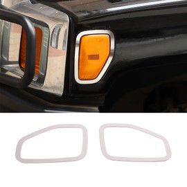 Fgtagtal Side Marker Light Trim Compatible with Hummer H3 2005-2009 Stainless Front Turn Signal Light Decorative Frame Auto Exterior Light Protection Kit, Chrome Silver, 2PCS