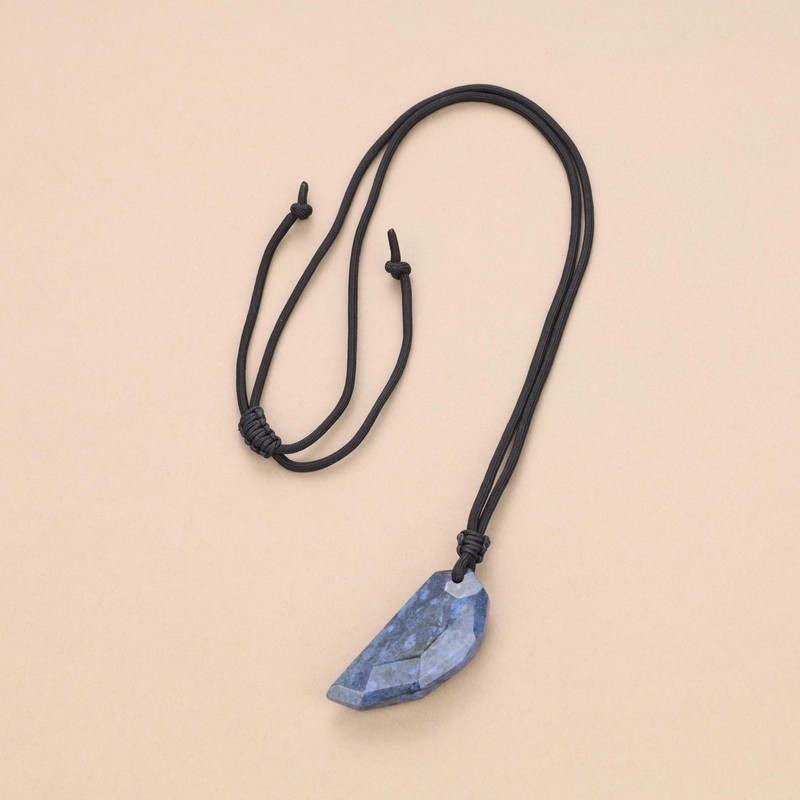 COAI Men's Gemstone Wolf Tooth Pendant, Stone, African Blue Stone