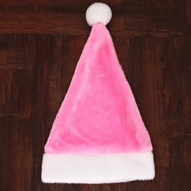 CZolden Plush Christmas Hat Pink Velvet Santa Hat for Women Men Christmas Holiday New Year Party Supplies