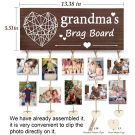 Gaoikerr Grandma's Brag Board Gifts for Grandmother from Granddaughter, Mother Day Gift Grandma Picture Frame Nana Grandkid Gifts for Grandparents Christmas Birthday - Black