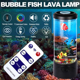 Lava Lamp Fantasy Fish Mood Light with Remote Control, 17 Colors Jellyfish Lamp LED Aquarium Lava Night Light for Home Bedroom Office Decoration Gifts for Kids and Adults