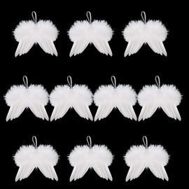 ToBeIT 10 x Angel Wings Feathers Angel Wings Pendant Christmas Tree Decoration Vintage Feather for Hanging (8 x 10 cm)