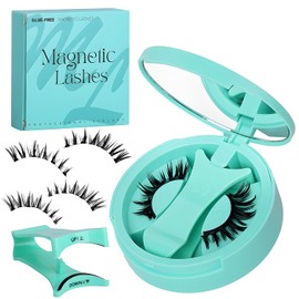 Fox-Eye Magnetic Eyelashes with Applicator - Reusable Natural Lashes, No Glue No Liner, 3s Easy Apply, Lightweight Waterproof False Eyelashes for All-Day Comfort (Mint Green)