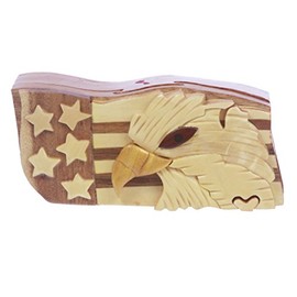 Handcrafted Wooden Animal Shape Secret Jewelry Puzzle Box - Eagle, Walnut