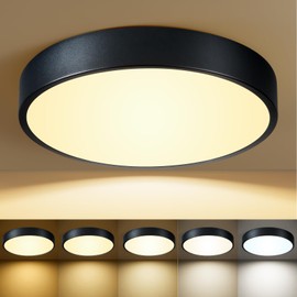 HLinghtnet Flush Mount Ceiling Light Black 12 inch LED Ceiling Light Flush Mount 24W 5CCT(2700K-5000K) Bedroom lamp Entryway Light Fixture Ceiling for Bedroom Foyer Kitchen Entryway Closet Hallway