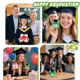 Vspek Positive Frog Gifts Graduation Keychain, Emotional Support Crochet Frog Doll with Positive Card, Mini Funny Knitted Animals, Graduation Gifts for Her Him Friend Sister Student