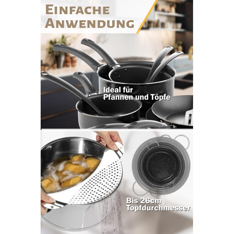 Menz Pasta Strainer Diameter 26 cm Stainless Steel Extra Flat