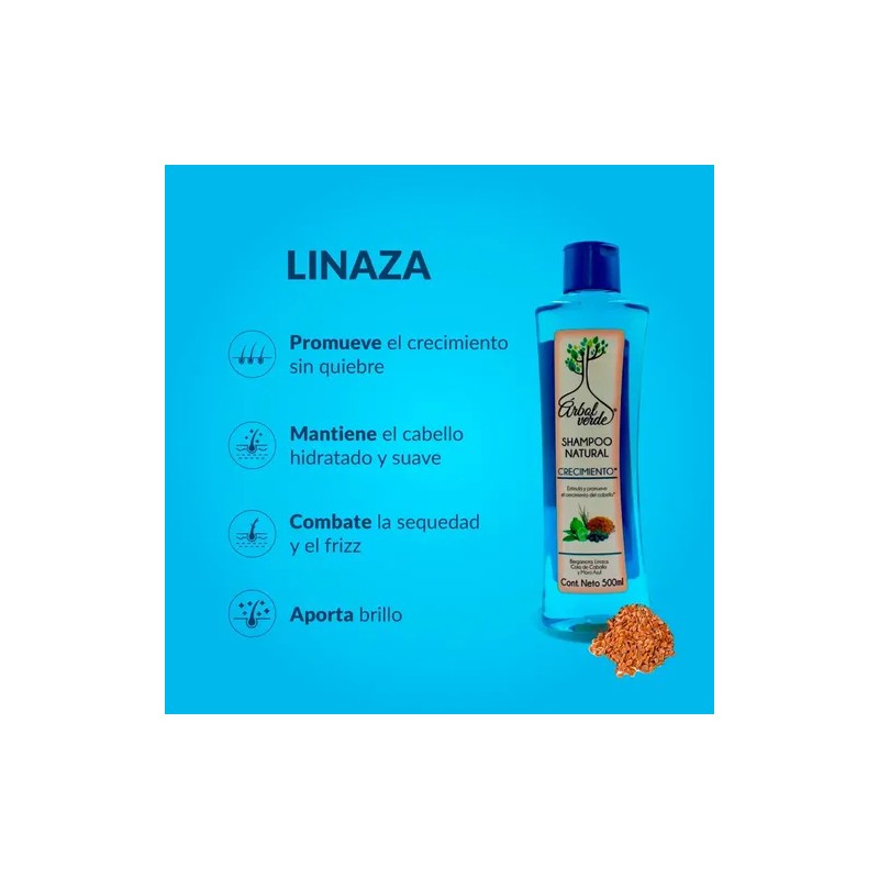 Shampoo Árbol Verde Natural Crecimiento 500ml
