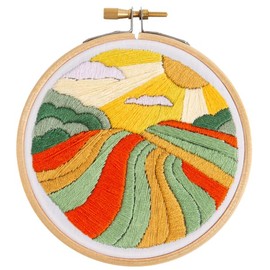 Hawthorn Handmade Harvest Time Mini Embroidery Kit - Embroidery Kit for Beginners, with Embroidery Fabric, Cotton Thread, Embroidery Hoop, Embroidery Needle & Instructions - DIY Crafts for Adults