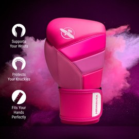 Hayabusa T3 Boxing Gloves for Men and Women Wrist and Knuckle Protection, Dual-X Hook and Loop Closure, Splinted Wrist Support, 5 Layer Foam Knuckle Padding - Neon Pink, 16oz