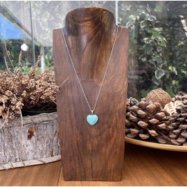 Semi Precious Heart Stone Necklace - Women's Love Amulet Anhänger mit Edelstahlkette - Ideal zum Verschenken (Türkis)