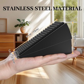 TLAZZ Heavy Duty Door Stopper, Adjustable Spring Large Door Stopper, 3 Inches High Tall Door Wedge Stopper for Bottom of Door, Stainless Steel Door Stop Suits Any Heavy Door