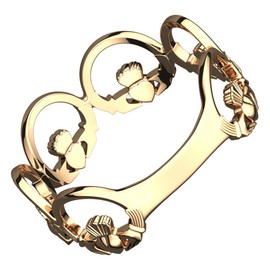 GWG Jewellery Ring 18K Gold Coated Sterling Silver Chain of Claddagh Rings – 7 in Gift Box for Women