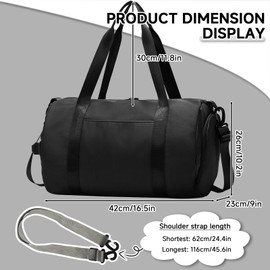 X SIM FITNESSX Sports Bag with Shoe Compartment Women/Men Training Bag Sports Bag Swimming Bag Travel Bag for Sports Gym & Fitness Weekender Travel, black, Sports