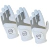 Pack of 3 Synthetic Microfiber Men's Golf Gloves Cabretta Leather Thumb, Palm Patch, Suitable for All Weather Conditions, Soft Feel Grip, Left/Right Handed Golfer, White&Grey Pilot (M, Right)