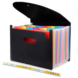 File Organiser, A4 Document Organiser 25 Pockets, Twill Expanding Accordion Filing Folders, File Storage Box