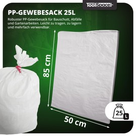 ToolSpace Fabric Bags Construction Rubble Bags 10 x Grain Bags 25 kg Bags 85 x 50 cm Made of Robust Polypropylene Ideal as Sand Bags Heavy Duty Bags Waste Bags PP Fabric Bags as Coal Bags Tear-Resistant Transport Bag