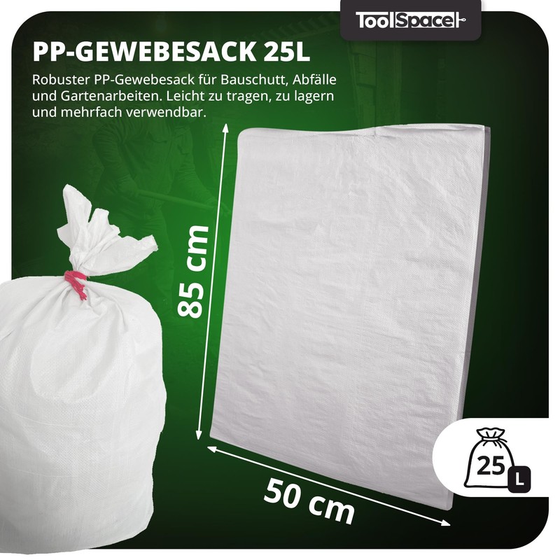 ToolSpace Fabric Bags Construction Rubble Bags 10 x Grain Bags