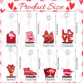 8 Pcs Valentine's Day Place Card Holder Valentines Table Centerpiece Decor Table Number Holders Valentine Table Memo Sign Picture Menu Clips for Wedding Bridal Shower Party Table Decorations