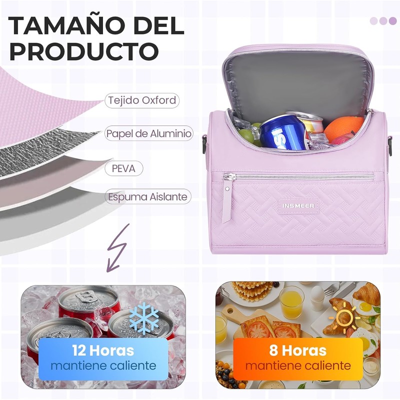 INSMEER 8L Bolsa de almuerzo, Loncheras para Mujer y Hombre