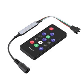 SEZO WS2812B WS2811 RF Wireless LED Controller, Mini 14 Key RF Remote Controller, RGB DC5-12V 300 Different Kinds of Digital Color LED Pixels Strip Light, Black