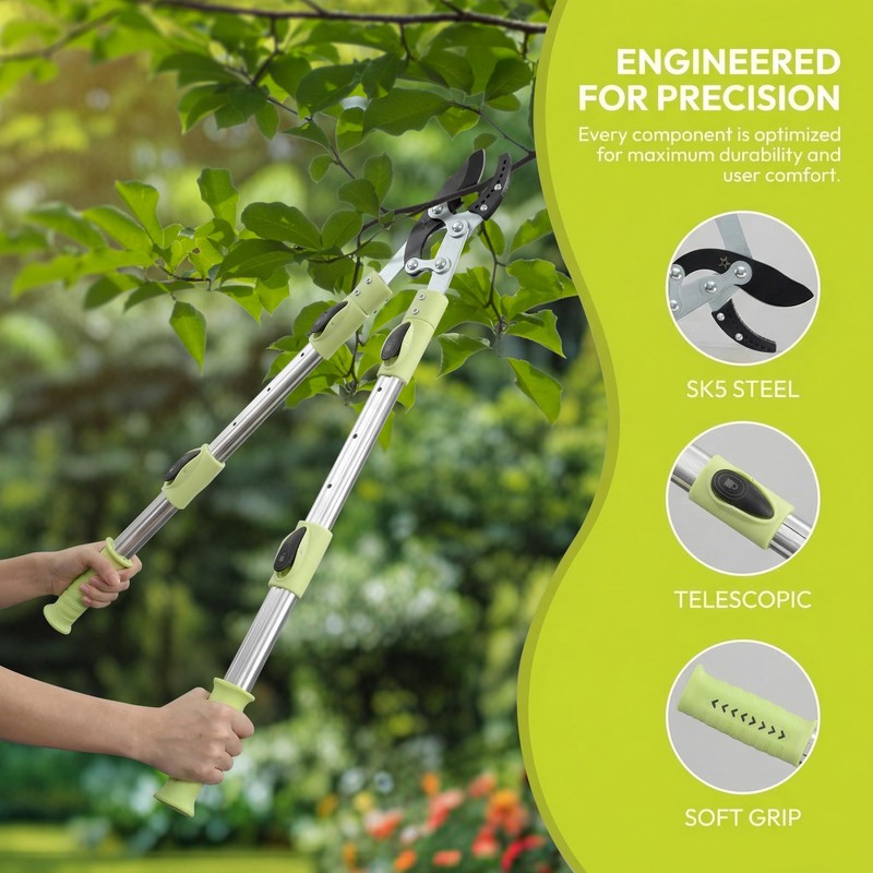 BeBecome 25"- 43" Tree Trimmer, Heavy Duty Bypass Loppers for