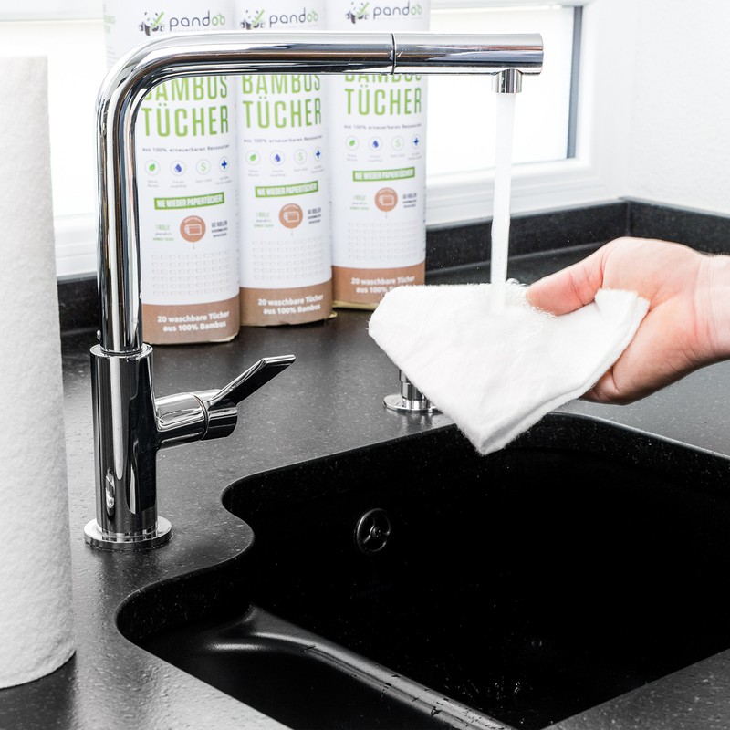 pandoo® 100 % bamboo kitchen roll, washable, environmentally-friendly paper towels,