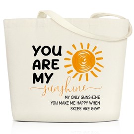 BSIKAIK Sun Tote Bags Canvas Handbag, You Are My Sunshine Bag, Inspirational Gift for Women Teen Mom Wife, Shoulder Reusable Shopping Bags with Handles Cute Beach Tote Bag for Women/STB28
