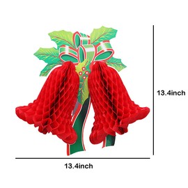 Hanging Honeycomb 2PCS Red Bell Paper Christmas Bell Hanging Christmas Decorations Ceiling Wall Hanging Party Supplies Home Decor Photo Backdrop