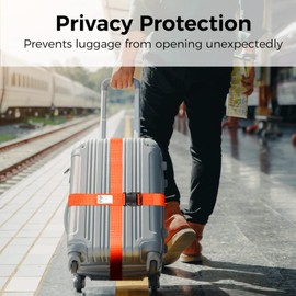 Pack of 6 Luggage Straps with Address Label + 3 Luggage Tags with Address Label, Suitcase Strap, Suitcase Strap, Suitcase Strap, Cross Strap (6 Orange)