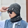 Gorro invierno hombre Gorro y Bufanda para Hombre (Gris)