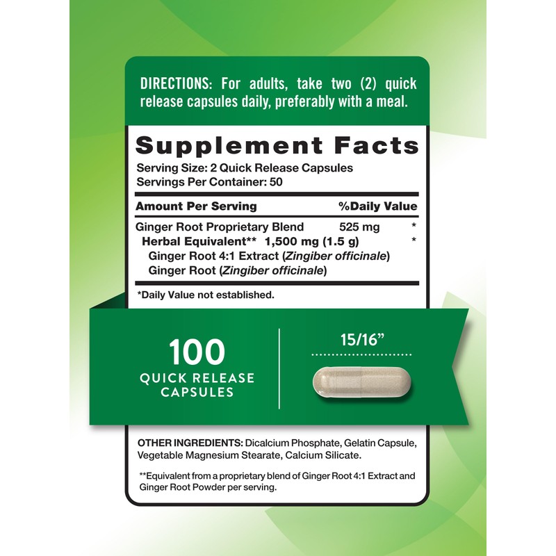 Nature's Truth Ginger Root Capsules | 1,500mg | 100 Count