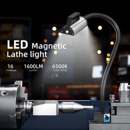 Youtemei Lathe Led Work Light Magnetic Waterproof Gooseneck Lamp Mechanic Light Sewing Machine Work Lights 1600 Lumens 12T Switching Magnetic Base