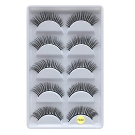 Wispy Lashes False Eyelashes Natural Look Short Fluffy Faux Mink Eyelashes Wispies Ripple Strip Lashes Pack, 5 Pairs (F830-8-13mm)