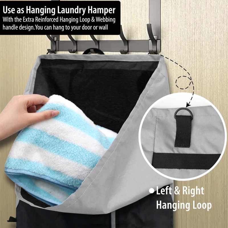 BeeGreen Grey-Black-Laundry-Bag-Backpack-Extra-Large-Heavy-Duty, 125L Portable Travel Laundry Backpack with Shoulder Straps