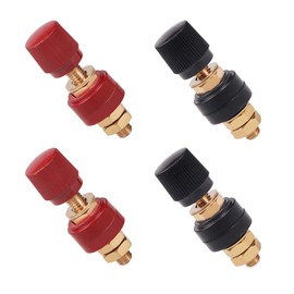 Zovfam Remote Battery Terminals 1/4'' Copper Battery Terminal Studs M6 Remote Battery Binding Post Power Junction Connector Terminal Kit Pack of 4 (2Pcs Red and 2Pcs Black)