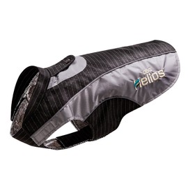 DOGHELIOS 'Reflecta-Bolt' Sporty Performance Fashion Tri-Velcro Reflective Pet Dog Coat Jacket w/ Body Heat Reflection Technology, Large, Black