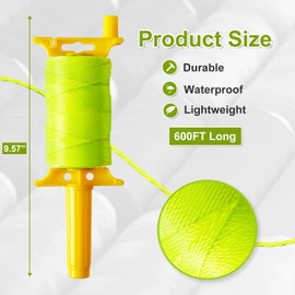 BSRHOME Reloadable Line Reel,Mason Line String Line,600 Ft Length Nylon Twine,18 Braided Nylon String for Gardening Or Masonry Tools,Twine String for Gardening,Yellow