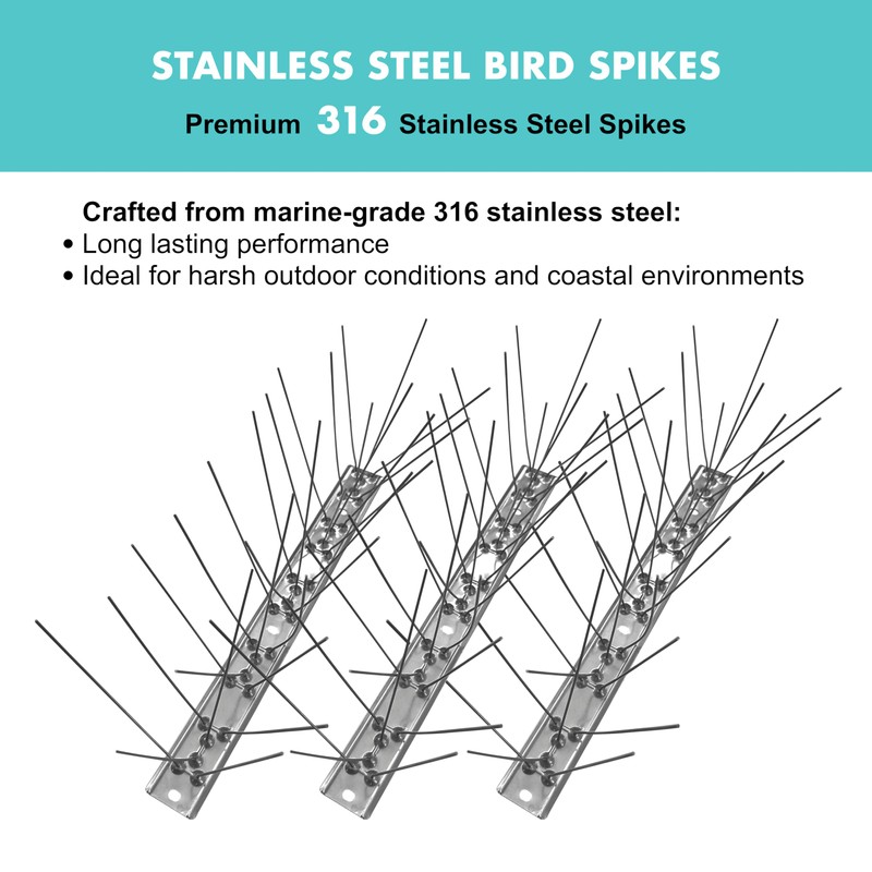 EVOGES 316 Stainless Steel Bird Spikes for Pigeons & Seagulls