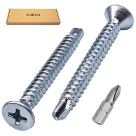 SKIR'CO (Pack of 250) DIN 7504 P Galvanised Steel 4.2 x 38 mm Self Drilling Screws for Metal, Tapping Screw, Countersunk Head