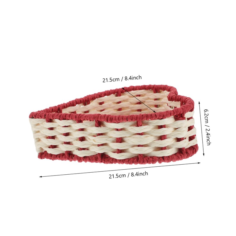 SHOWERORO Valentine's Day Heart Basket Handmade Woven Storage Basket Imitation
