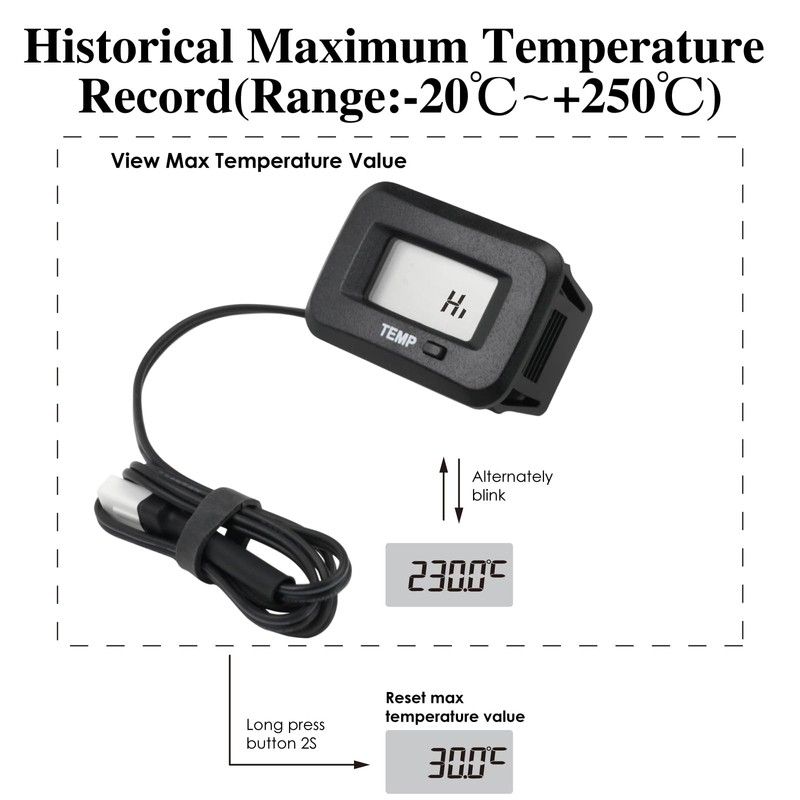 NInE-ROnG Digital Engine Temperature Gauge Temp Measuring Instrument High Temperature